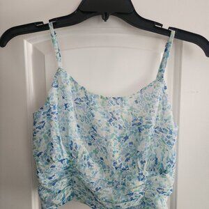 NWT -Sadie & Sage Anthropologie Crop Top Cami Blue Flowered Floral Small